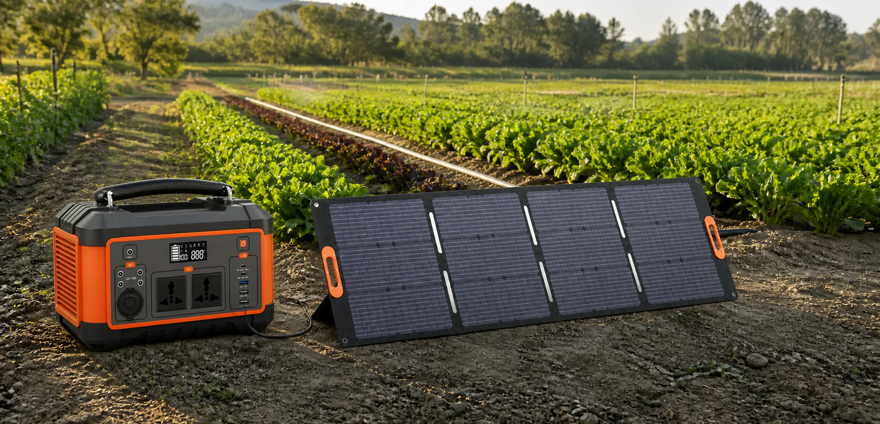 Solução móvel de energia solar em ambiente agrícola